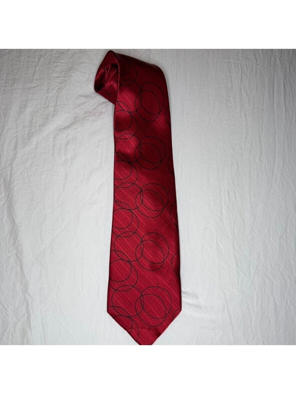 Valentino by Aurelio Mens 100% Silk Neck Tie Red Black Circles Made in Italy